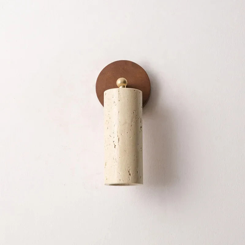 Afralia™ Copper LED Wall Light Study Hallway Bar Modern Yellow Travertine Stone Bedside Lamp