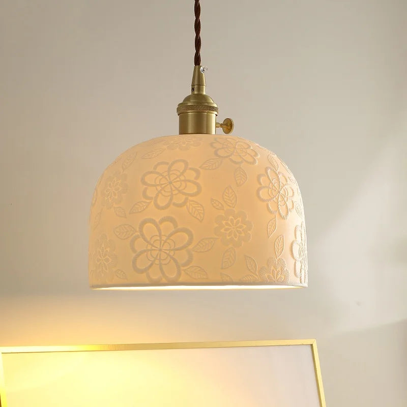 Ceramic Copper LED Pendant Lamps Modern Hanging Light Fixtures
