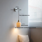White Ceramic LED Wall Sconce Nordic Modern Iron Base Stair Light Fixture