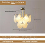 Pearl Crystal Chandelier for Dining Living Bedroom, Elegant French Shell Glass Light
