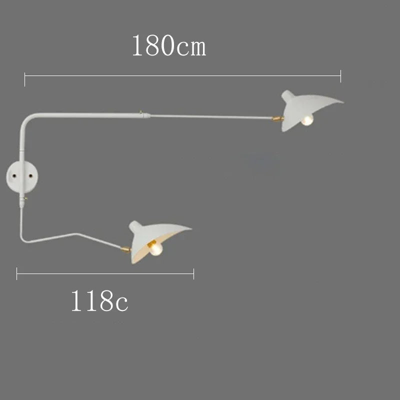 Long Arm LED Wall Sconce Lamp with Adjustable Angle for Living Room and Bedroom