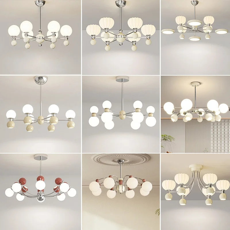 Modern LED Chandelier Glass Metal Health Eye Protect Living Room Light