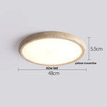 Yellow Travertine Stone LED Ceiling Lamp with Wood Canopy
