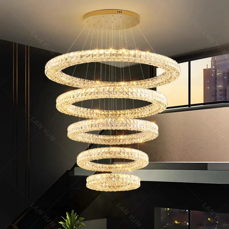 Luxury Crystal Chandelier Pendant Light for Living Room, Staircase & Ceiling.