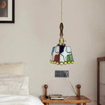 Peace Dove Tiffany Style LED Pendant Lamp - Colorful Glass, Copper Knob Switch