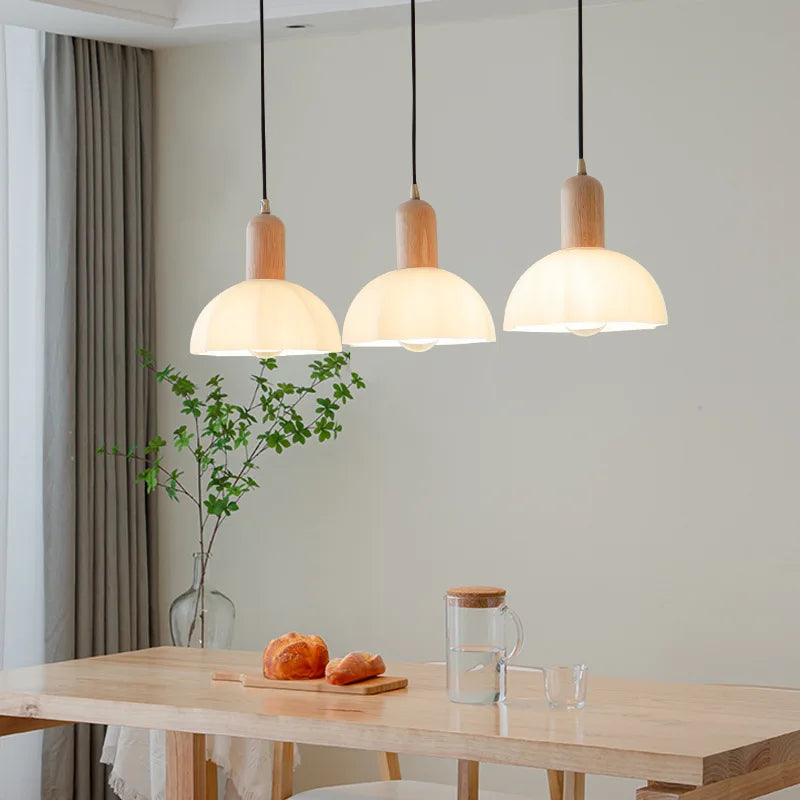 White Glass LED Pendant Lamp - Modern Hanging Light Fixtures