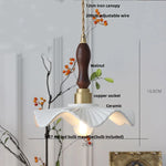 White Glass LED Pendant Light Fixture Modern Nordic Hanging Lamp Wood Ash