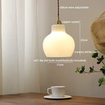 Amber Glass LED Pendant Light - Nordic Modern Copper Suspension Luminaire for Home