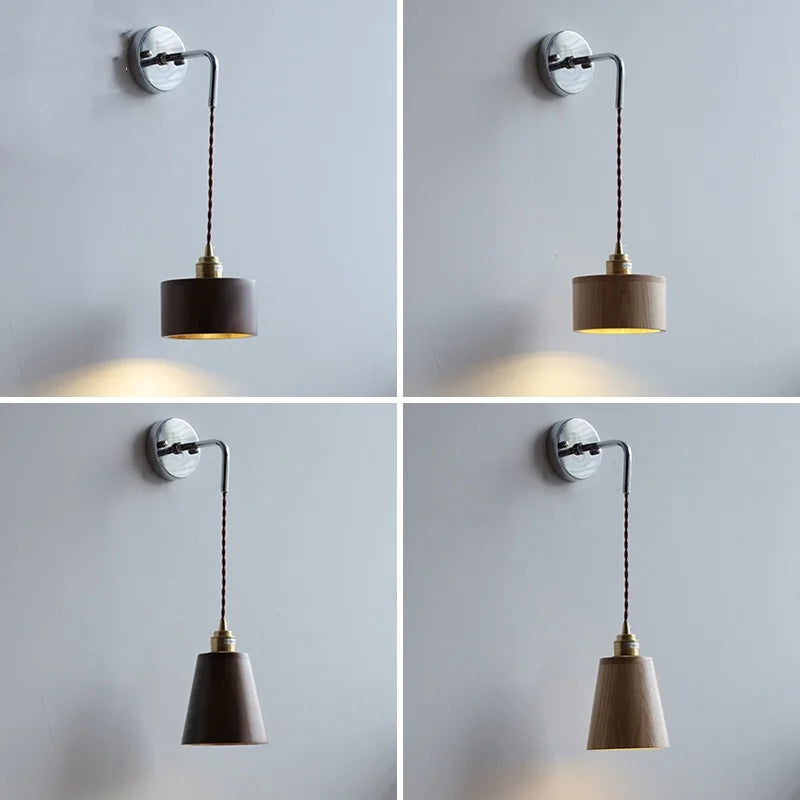 Walnut Ash LED Wall Sconce Adjustable Japanese Style Stair Light Fixtures