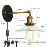 Vintage Industrial LED Wall Lamp with Clear Glass Shade