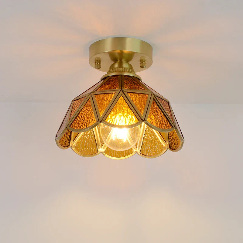 Glass Copper LED Ceiling Light - Nordic Home Lighting Fixture