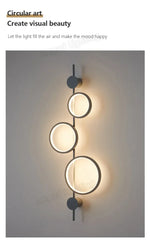 Minimalist Nordic Black LED Wall Sconce for Bedroom & Living Room