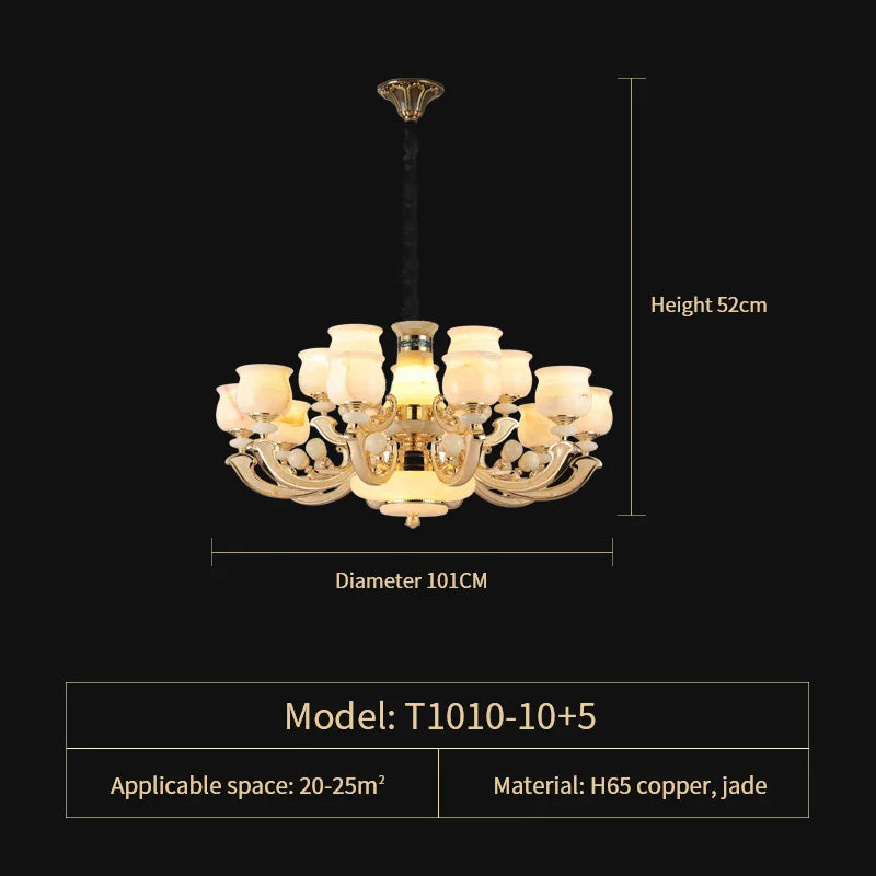 Natural Afghan Jade Villa Chandelier: High-Grade Living Room Lamp for Luxurious Atmosphere
