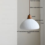 White Ceramic LED Pendant Lamp Copper Modern Wood Nordic Hanging Lights