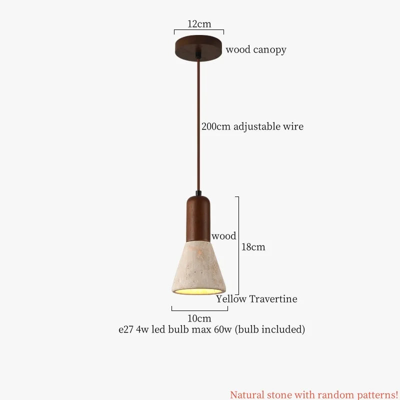 Nordic LED Pendant Lights Yellow Travertine Copper Hanging Lamp for Bedroom Dining Living Room