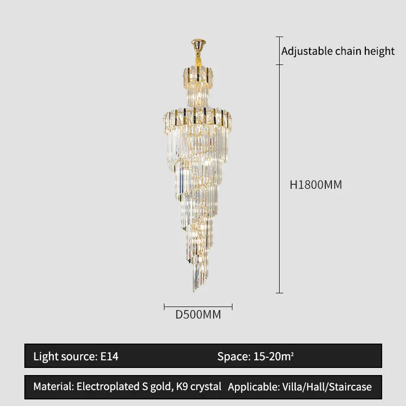 Rotating Crystal Stairwell Chandelier