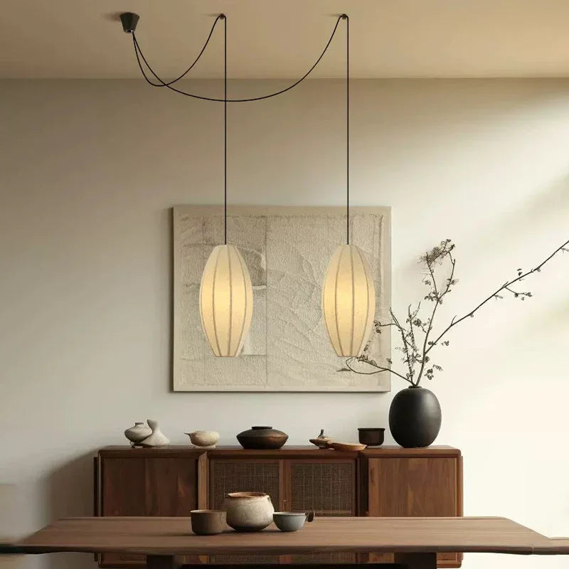 Nordic Silk Chandelier LED Pendant Lights for Home Dining Room