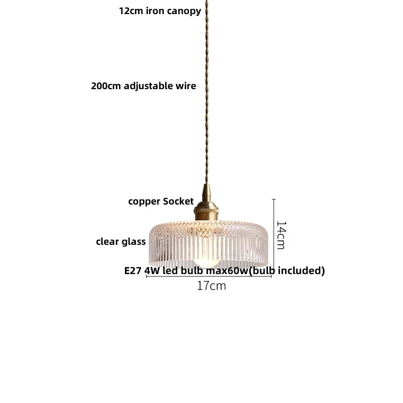 Clear Glass Copper LED Pendant Lamp for Home Decor and Lighting