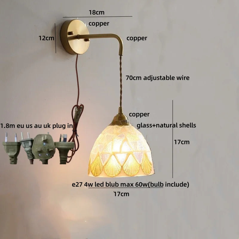 Nordic Modern LED Wall Sconce Natural Shell Colored Glass Stair Light