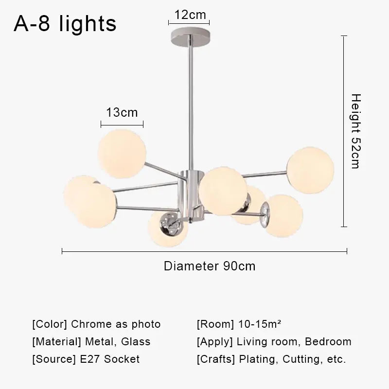 Glass Ball LED Ceiling Chandelier for Modern Living Room and Bedroom