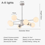 Glass Ball LED Ceiling Chandelier for Modern Living Room and Bedroom