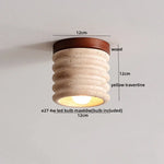 Yellow Travertine Stone LED Ceiling Light Fixture White Glass Ceiling Lamp