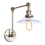 Vintage Industrial LED Wall Light with Clear Glass Shade & Adjustable Long Arm