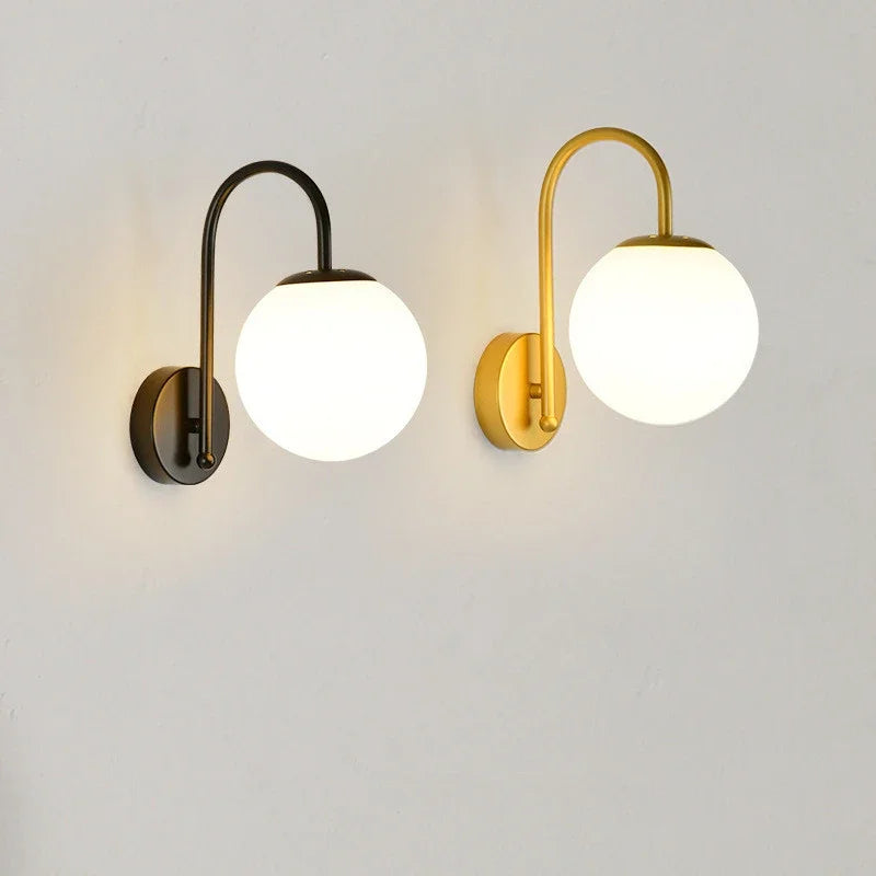 Glass Ball LED Wall Sconce for Bedroom Living Room, Nordic Style Wall Lighting Fixtures