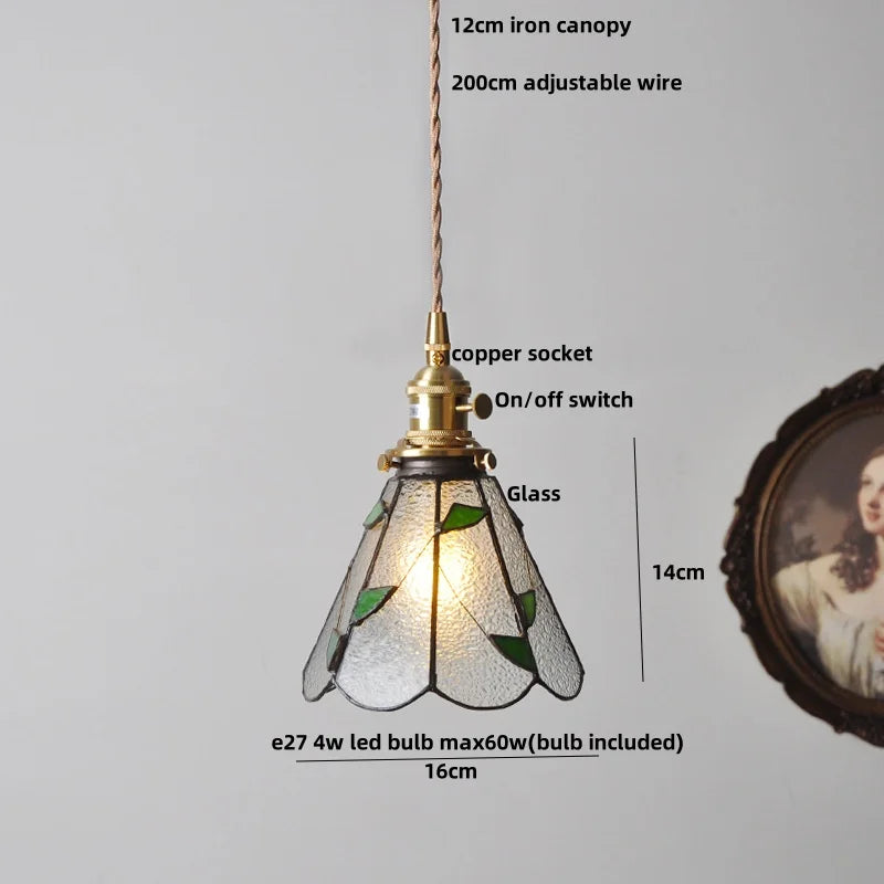 Walnut Wood Glass Pendant Lights LED Vintage Loft Kitchen Living Room Lighting