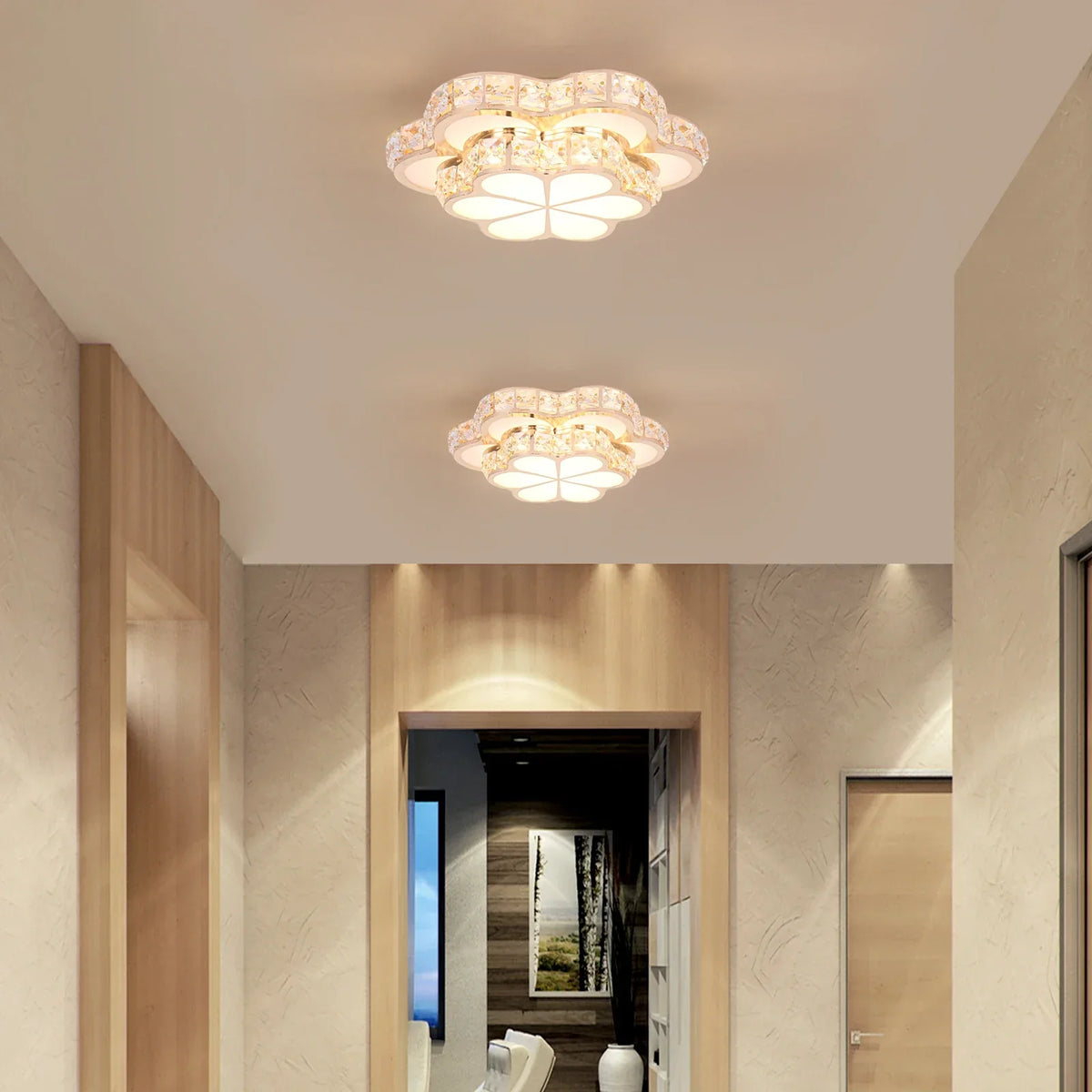 Flower Crystal LED Ceiling Lamp Chandelier Light for Home Hotel Living Room