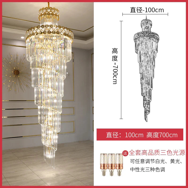 Luxury Crystal Chandelier for Duplex Building, Hotel Lobby, Villa Staircase & Hall