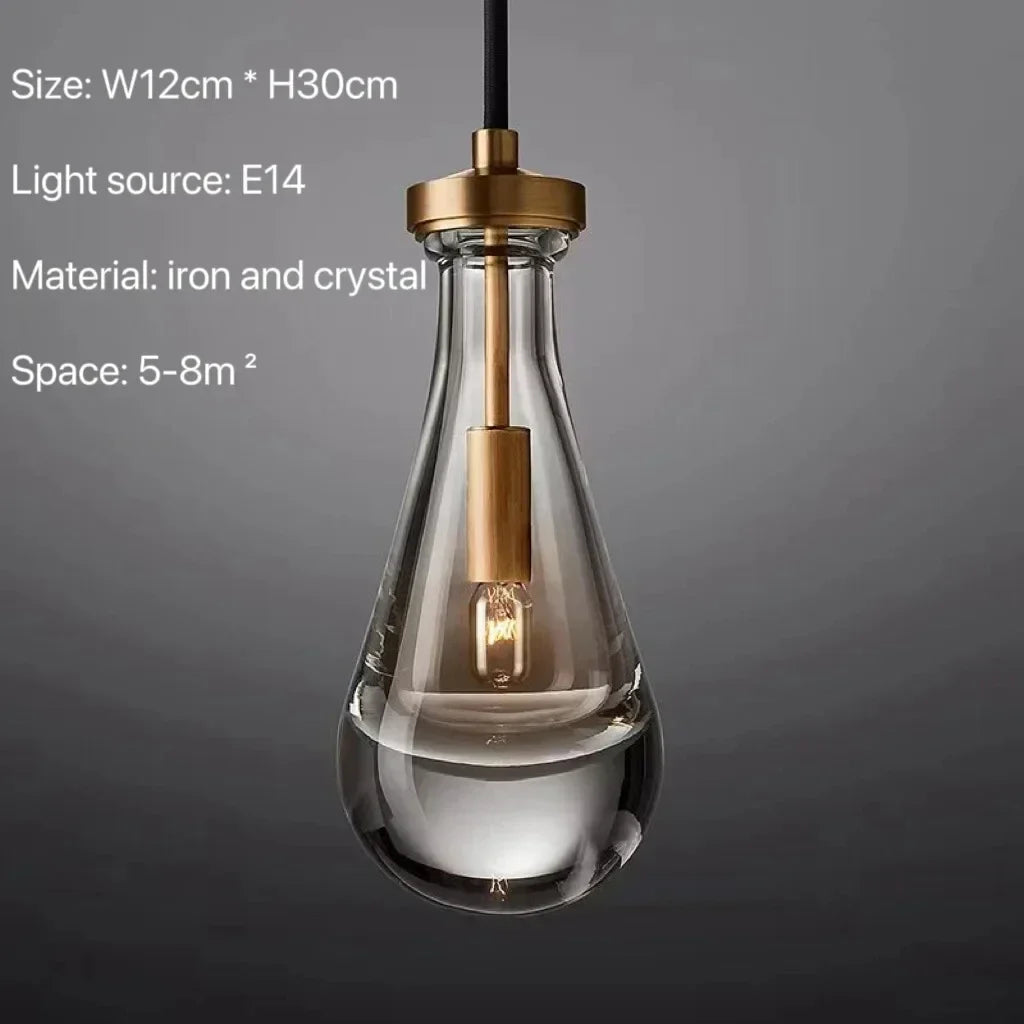 Glass Water Droplet Pendant Lights - Modern LED Chandeliers for Bedroom, Bathroom & Home