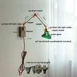 Walnut Copper Swing Arm LED Wall Light Fixture for Nodic Home Decor