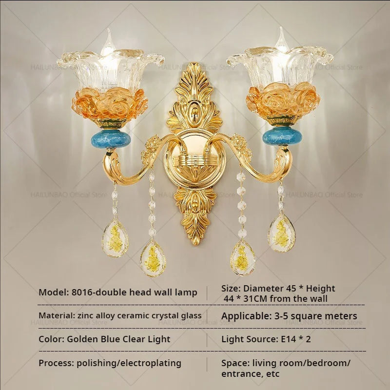 Luxury Ceramic Crystal Chandelier for Living Room, Bedroom, and Restaurant