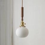 Ceramic LED Pendant Lamp, Walnut Wood Nordic Hanging Light Fixtures