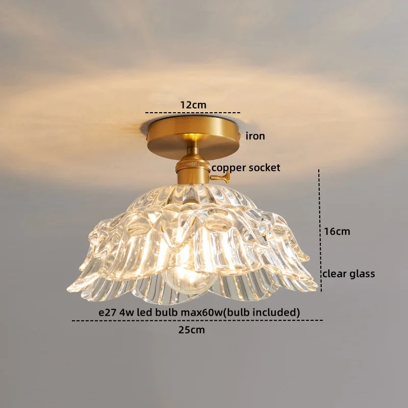Glass Copper LED Ceiling Light - Simple Art Decorative Chandelier