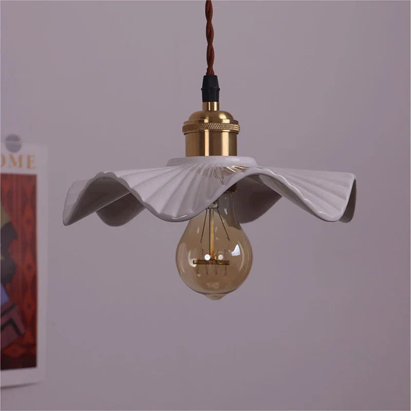 White Ceramic LED Pendant Light - Modern Nordic Design for Home Decor