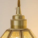 Tiffany Glass LED Pendant Light - Copper Vintage Hanging Lamp