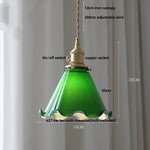 Brass Knob Switch LED Pendant Light, Nordic Amber Glass Hanging Lamp