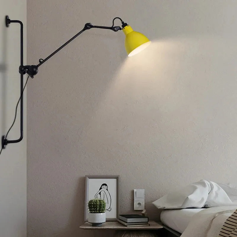 Gras BL Wall Lamp: Adjustable Chrome Long Arm Reading Light