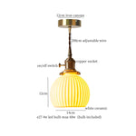 Ceramic LED Pendant Light: Modern Brass Hanging Lamp for Home Decor