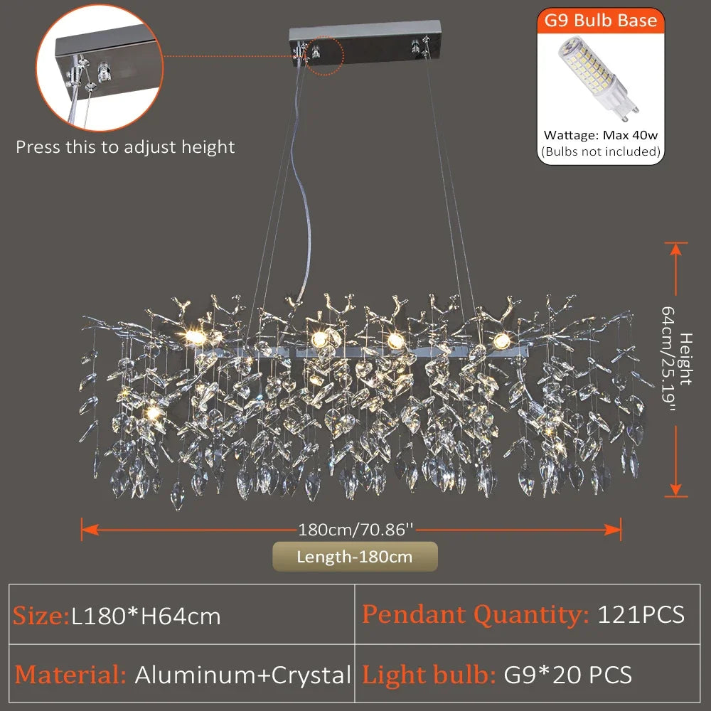 Crystal Suspension Pendant Light: Elegant Chandelier for Dining Room, Living Room, Kitchen