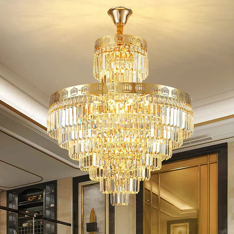 Crystal Villa Chandelier: Modern, Luxury, and Elegant Spiral Staircase Lighting
