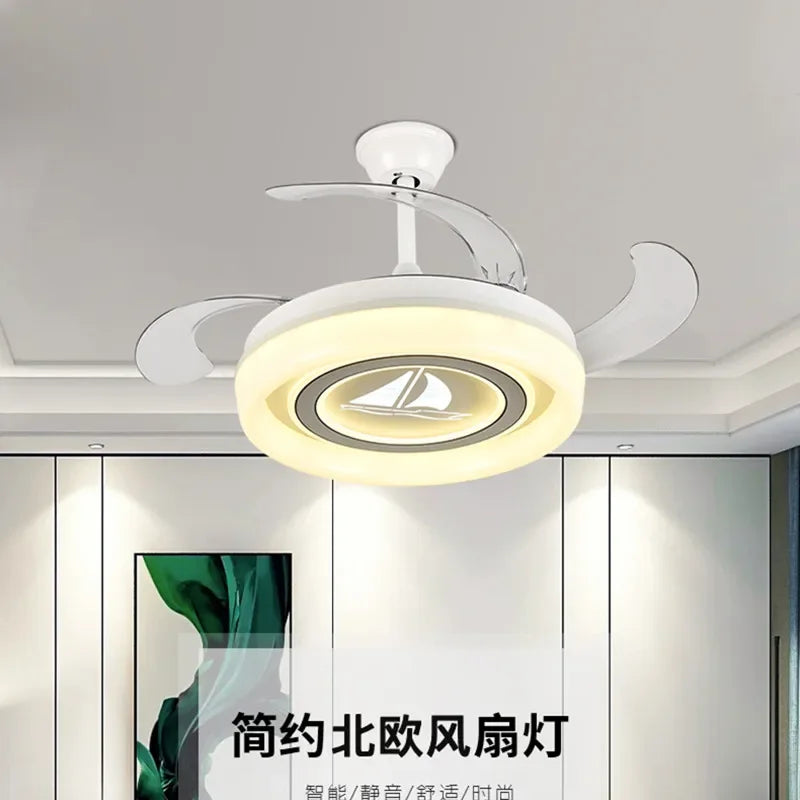 Modern Minimalist LED Ceiling Fan Light with Remote Control