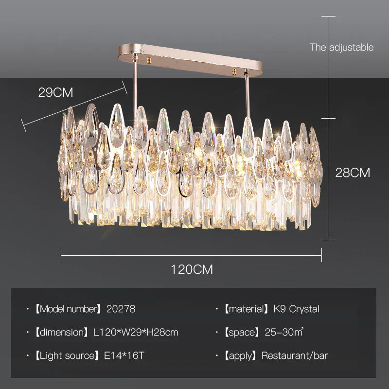 Crystal LED Chandelier | Long Stairway Villa Light | Modern Luxury Post Lamp