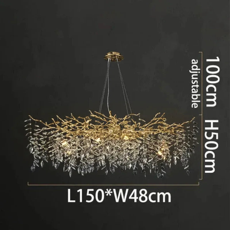 Luxury Crystal Chrome Chandelier Silver Gold LED Tree Branch Chandelier for Living Dining Room