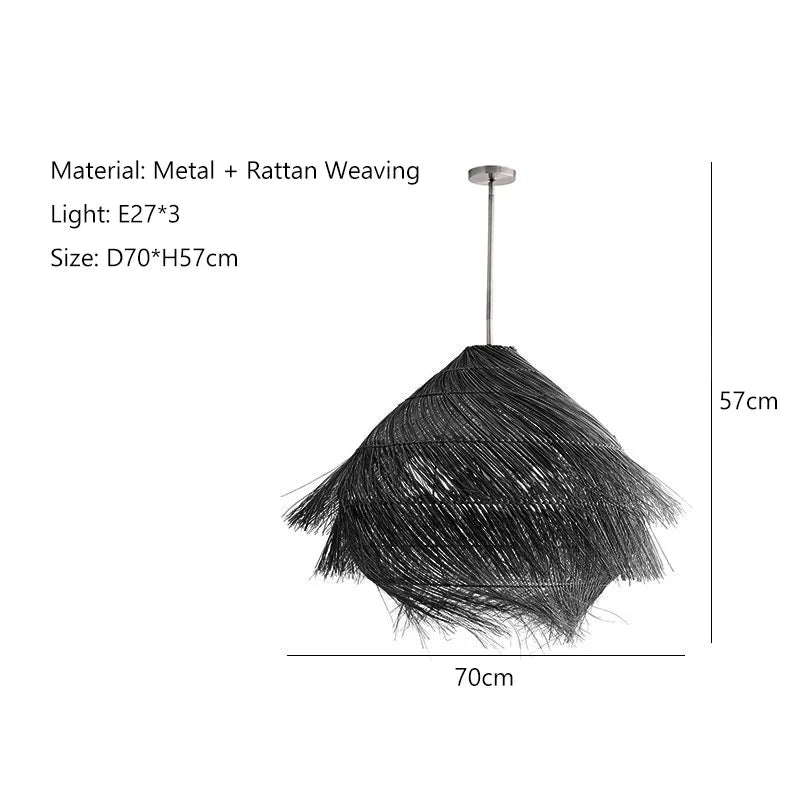 Rattan Wabi Sabi LED Chandelier for Home Decor Lighting