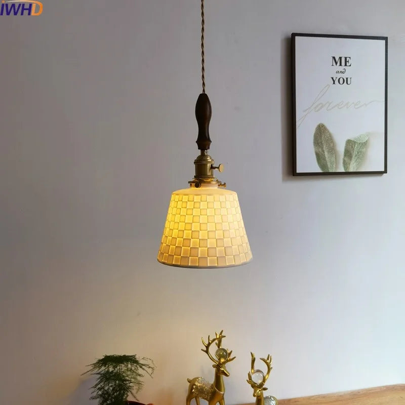 Ceramic Copper LED Pendant Light for Kitchen Dining Bedroom Decor