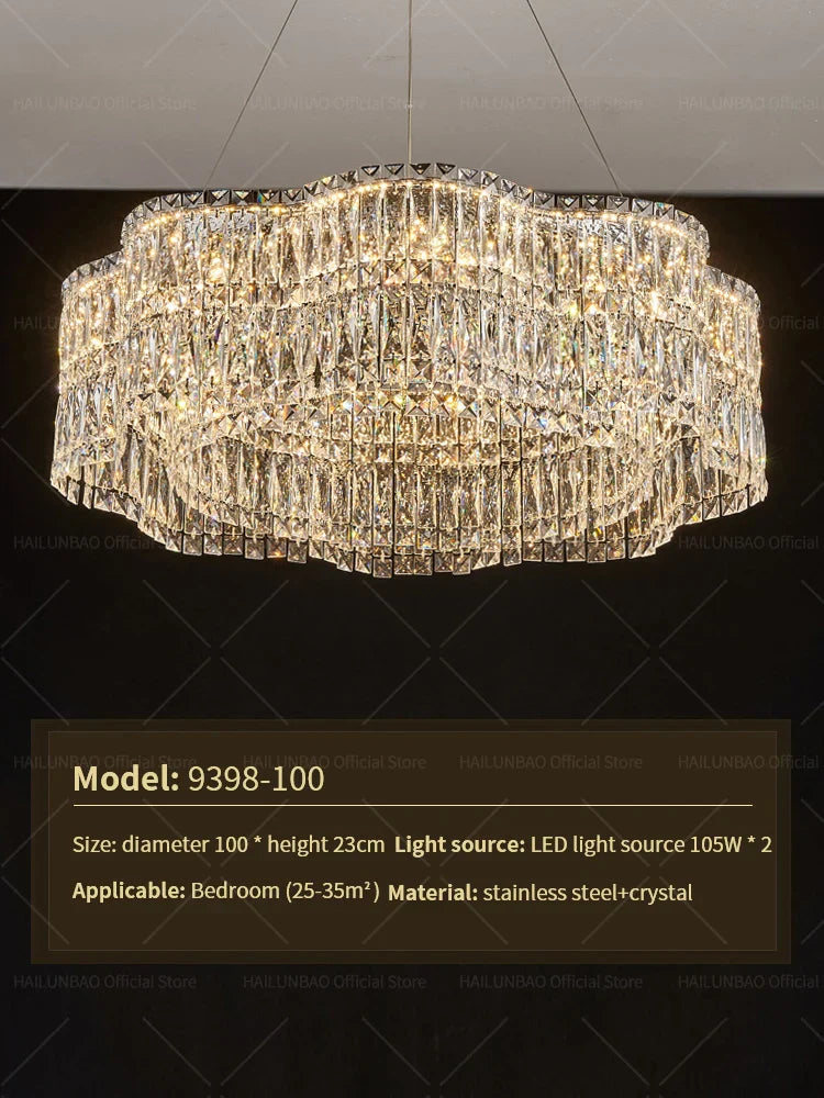 Crystal Luxe Chandelier for Modern Living Room, High-End Restaurant Light