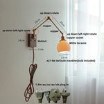 White Ceramic LED Wall Light Nordic Modern Copper Rotatable Bedside Lamp